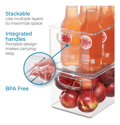 Papelera De Despensa Interdesign Apilable Con Asas, 2 Piezas