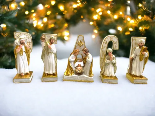 Set Pesebre Peace Adorno Navideño Blanco 29x13x6 Cm