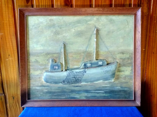 Cuadro Con Relieve Barco Malvinas 45x55 Cm