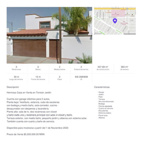 Casa En Venta En Torreon Jardin