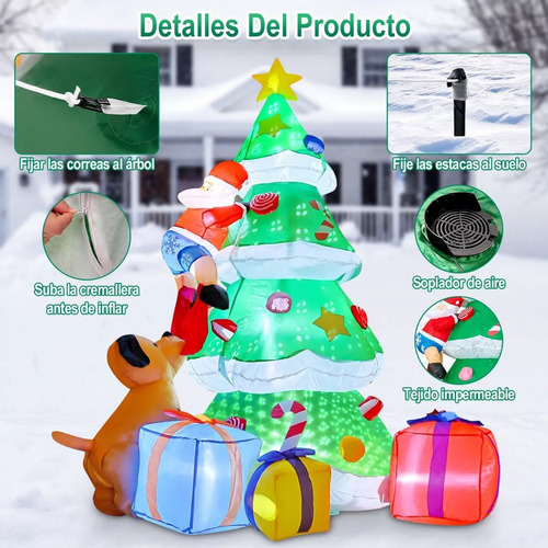 Inflable De Navidad Decor Navidenos Con Luz De Nieve 2.1m