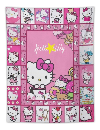 Tapiz Poliester Diseño Gato Dibujo Animado Rosa Decorativo X