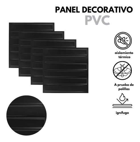 Panel Decorativo 3d Pvc Pared Bladet Negro Decoform 8m2