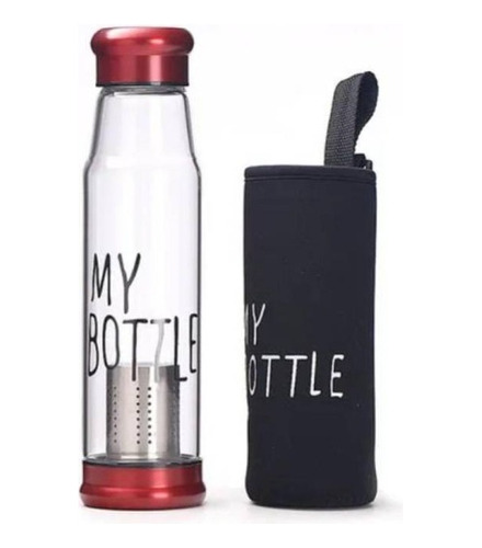 Botella Con Infusor 420ml - Tapa Color Rojo