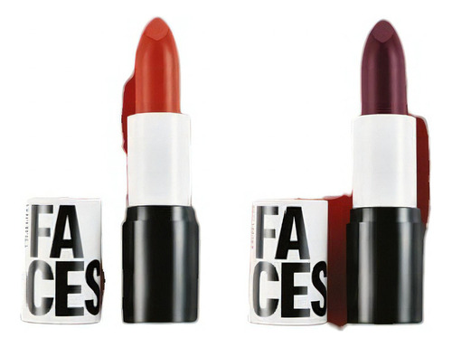 Kit 2 Labiales Faces - Yesi Natura Acabado Cremoso Color Rojo