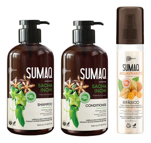 Shampoo Y Acondicionador Sacha Inchi + Bifásico Aguaymanto