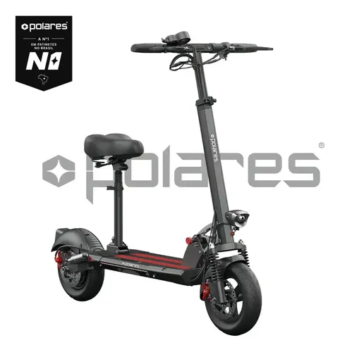 POLARES T10PRO Patinete Elétrico Com Banco 800W Polares Adulto Scooter Até 30km De Autonomia Velocidade Máxima 45km/h Preto