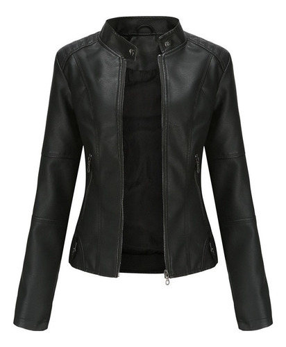 Chamarra De Cuero Biker Slim Mujer