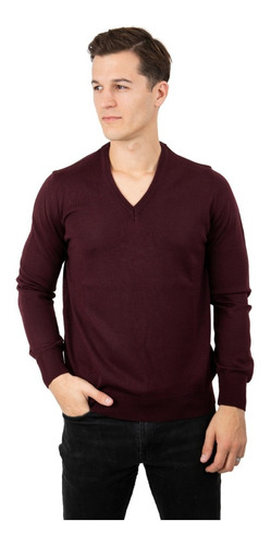 Sweater Hombre Lana Merino Sin Pelo Escote V Olegario