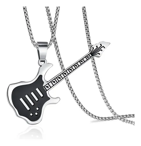 Collar Guitarra Acero Inoxidable - Ajustable 50cm (plata/dorado/negro)