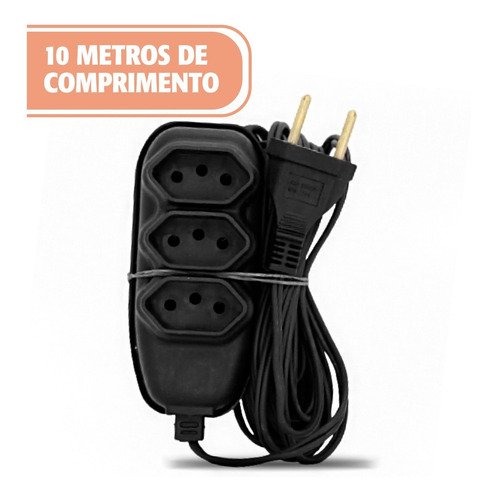 Imagem 3 de 4 de Extensão 3 Encaixes 10 Metros Padrão Brasileiro 3 Pinos