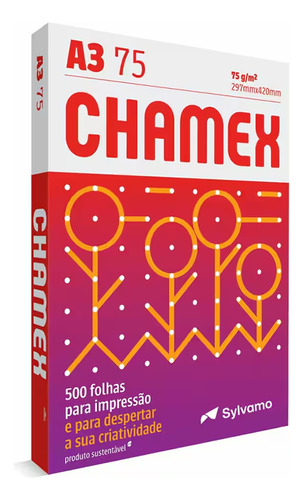 Papel Sulfite A3 75g 297x420 Kit 1000 Folhas Chamex Branco