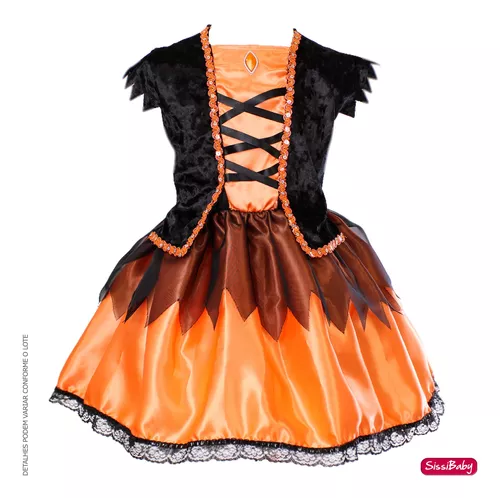 Fantasia infantil rainha vampira bruxinha halloween festas no Shoptime