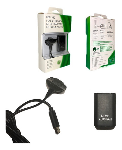 Imagen 2 de 8 de Paquete 10 Kit Carga Y Juega Para Control Xbox 360.