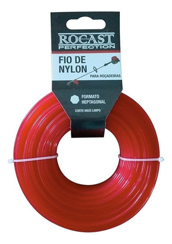Fio De Nylon Para Roçadeira 2.4mm Com 30 Metros Cor Vermelho