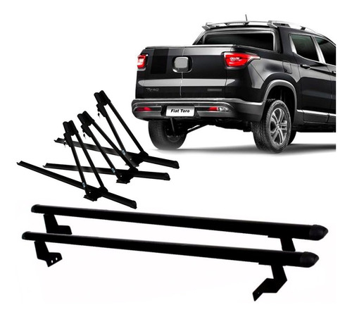 Rack Caçamba Fiat Toro + 3 Transbike Kiussi Tonale Antifurto