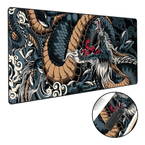 Mouse Pad Gamer Speed Extra Grande 100x50 - Dragão Azul