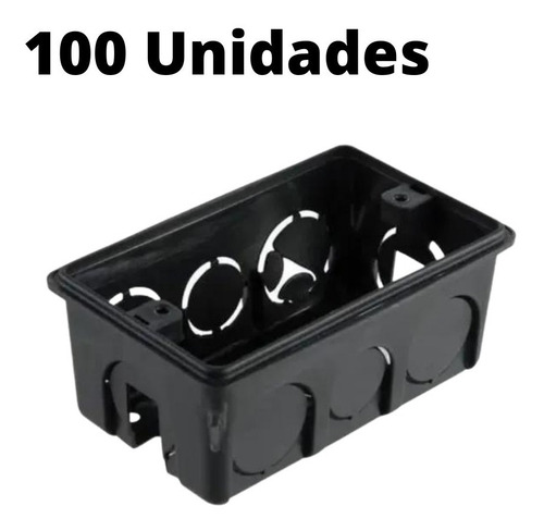 Kit 100 Caixinhas De Embutir Parede 4x2 Preta