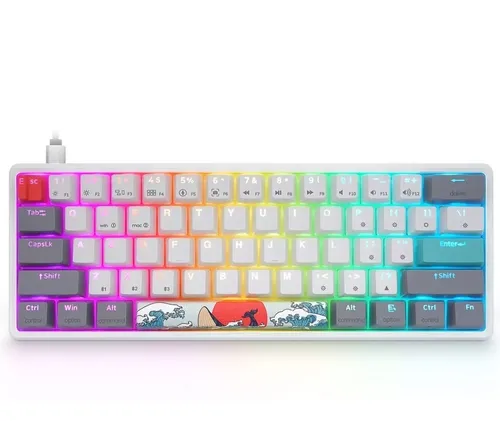 Teclado Skyloong Sk61 Coral Sea Gateron Brown Optico 60%
