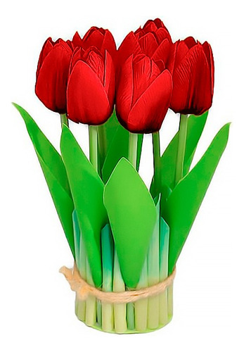 Ramo De Flores Tulipanes Artificiales De Decoración Regalo Rojo