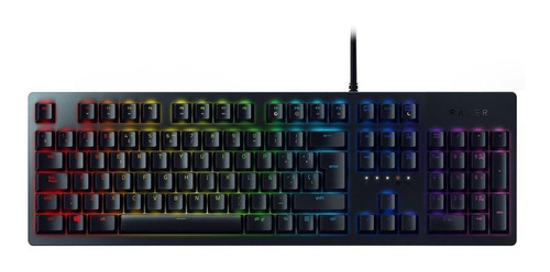 Teclado gamer Razer Huntsman QWERTY español color negro con luz RGB