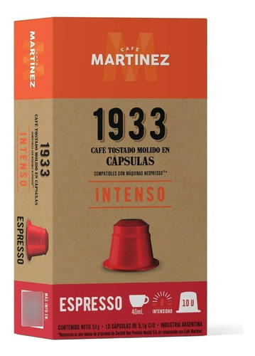 Café en cápsulas 1933 intenso espresso por 10 unidades Café Martinez