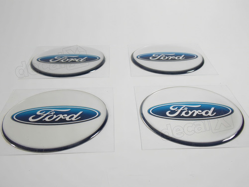 Kit Adesivos Emblema Resinado Roda Compatível Ford 68mm Cl5 Cor CROMADO