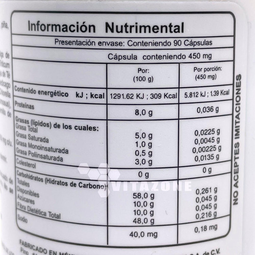 Imagen 2 de 5 de Phn F.vit 90 Capsulas Moringa Espirulina Chlorella Piña Lino