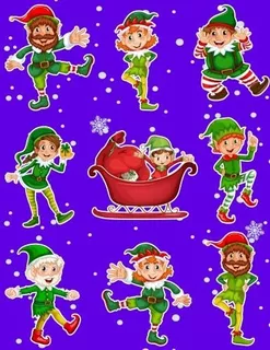 Christmas Holiday Sticker Album Dancing Elves : Fat Dog Jou