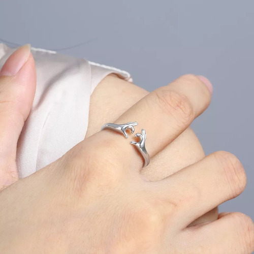 C Anillo Plata Ajustable Corazón Regalo Joya San Valentin