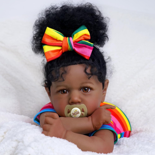 Bebes Reborn Silicona Tamaño Real Muñeca Niña Africana 55cm