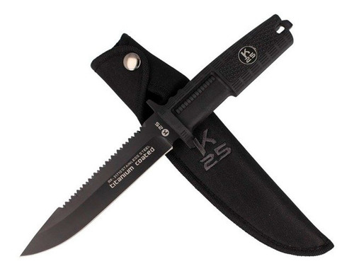 Cuchillo K25 Puño Goma Titanio 15.5 Cm Supervivencia