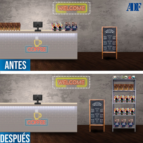 Anaquel Estante Metálico Adf 5 Niveles 190x84x60cm Cal.24 Color Gris