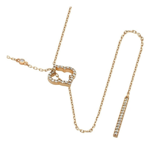 Rose Gold Royal Clover And Bar Lariat Necklace