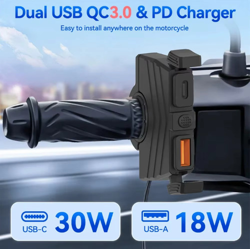 Cargador Usb Para Moto Tipo C Y Carga Rápida Contra Agua