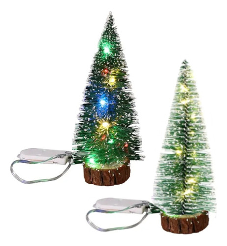 Mini Árbol De Navidad Pequeño Con Luz Led Brillante, 2 Pieza