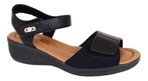 Imagem 2 de 4 de Sandalia Feminina Comfortflex Anabela 22-88403 Preto