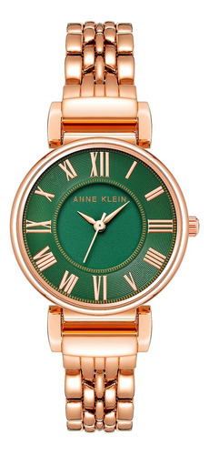 Reloj De Pulsera Anne Klein, Para Mujer, Rosa Oro/verde
