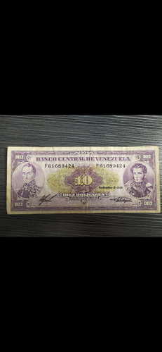 Billete 10 Bolívares F8 Noviembre 3 1988 Bolívar Y Sucre