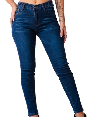 Jeans Mujer Jean Azul Tallo Alto Stretch