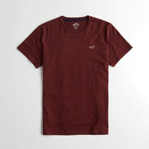 Remeras Lisas Con Bordado Hollister Original 100% Algodón