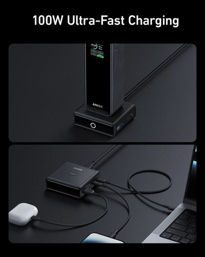 Anker Base De Carga Rapída Para Prime 100w 4 Puertos Cargado Color Negro