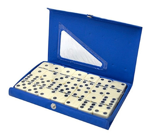 Jogo Domino 28 Peças Tabuleiro Branco Estojo Resistente