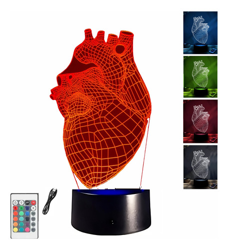 Lampara Led 3d Nocturna Médicos Touch Control Remoto