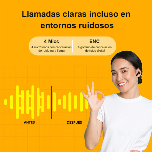 Audífonos In-ear Bluetooth Inalámbrico Qcy T13 Enc Con Manos Negro