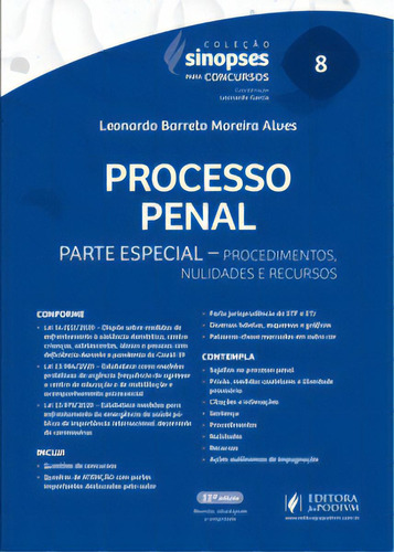 Processo Penal - Parte Especial, De Alves Moreira. Editora Juspodivm, Capa Mole Em Português, 2021