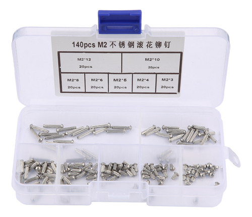 Remache, 140 Piezas, Vástago Moleteado De Acero Inoxidable M