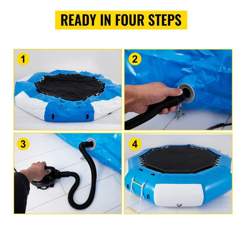 Vevor Trampolín De Agua Inflable Acolchado Pvc 3.1m 400kg Lona de salto Azul