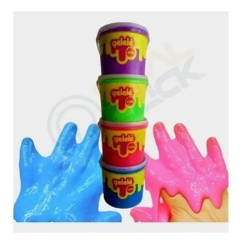 Imagem 4 de 4 de Kit C/ 04 Slime Gelelé Massinha Meleca Geléia Balde Grande
