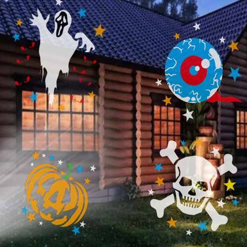 Proyector De Luces Led Navidad Halloween Fiestas 4 Discos